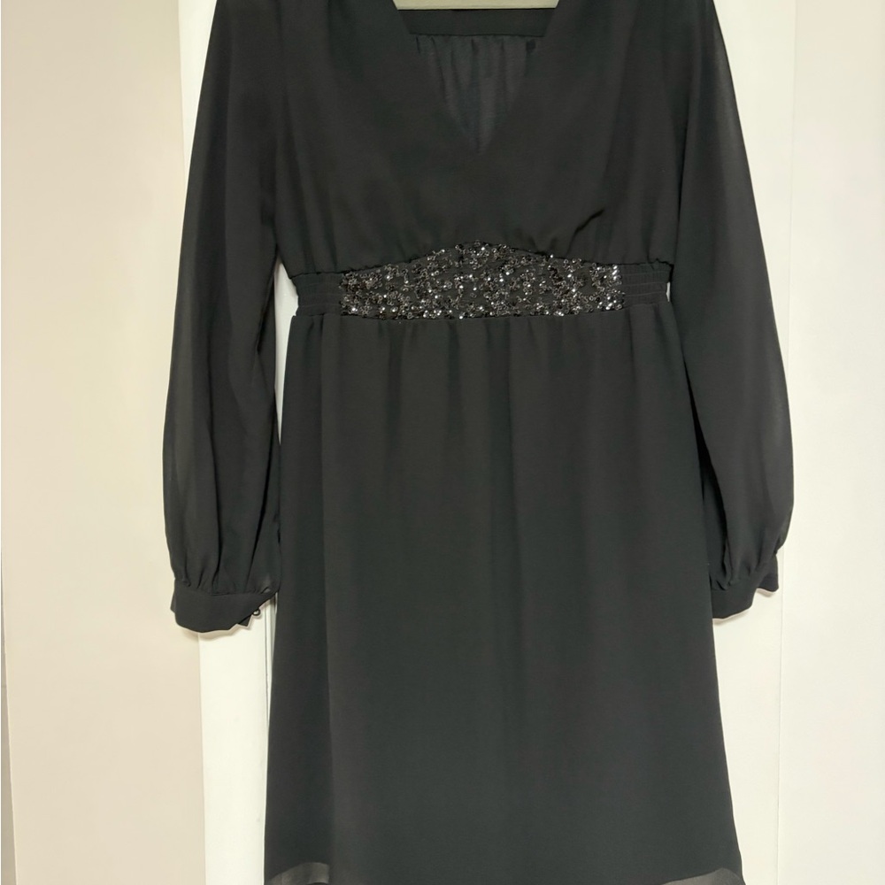 H&M Black Long Sleeve Dress with Sequin Accent